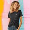 imageDALIX Be Kind Embroidered Cotton Relaxed Fit Short Sleeve Crewneck Tee Shirt WomenAsphalt Gray