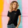 imageDALIX Be Kind Embroidered Cotton Relaxed Fit Short Sleeve Crewneck Tee Shirt WomenBlack