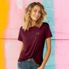 imageDALIX Butterfly Embroidered Cotton Relaxed Fit Short Sleeve Crewneck Tee Shirt WomenMaroon