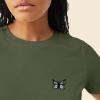 imageDALIX Butterfly Embroidered Cotton Relaxed Fit Short Sleeve Crewneck Tee Shirt WomenMilitary Green