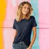 imageDALIX Butterfly Embroidered Cotton Relaxed Fit Short Sleeve Crewneck Tee Shirt WomenNavy Blue