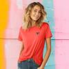 imageDALIX Butterfly Embroidered Cotton Relaxed Fit Short Sleeve Crewneck Tee Shirt WomenPoppy Red