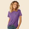 imageDALIX Butterfly Embroidered Cotton Relaxed Fit Short Sleeve Crewneck Tee Shirt WomenPurple