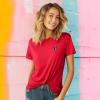 imageDALIX Butterfly Embroidered Cotton Relaxed Fit Short Sleeve Crewneck Tee Shirt WomenRed