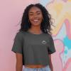 imageDALIX Smile Face Boxy Short Sleeve Tee Relaxed Summer Cotton Garment Dyed WomensAsphalt Gray
