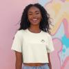 imageDALIX Smile Face Boxy Short Sleeve Tee Relaxed Summer Cotton Garment Dyed WomensIvory
