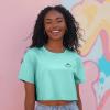 imageDALIX Smile Face Boxy Short Sleeve Tee Relaxed Summer Cotton Garment Dyed WomensMint