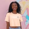 imageDALIX Smile Face Boxy Short Sleeve Tee Relaxed Summer Cotton Garment Dyed WomensPeach
