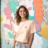imageDALIX Smile Face Boxy Short Sleeve Tee Relaxed Summer Cotton Garment Dyed WomensPeach