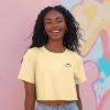 imageDALIX Smile Face Boxy Short Sleeve Tee Relaxed Summer Cotton Garment Dyed WomensYellow