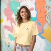 imageDALIX Smile Face Boxy Short Sleeve Tee Relaxed Summer Cotton Garment Dyed WomensYellow