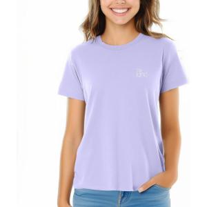 imageDALIX Be Kind Embroidered Cotton Relaxed Fit Short Sleeve Crewneck Tee Shirt WomenDark Lavender