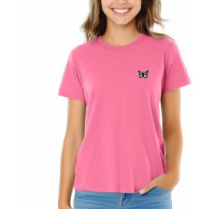 imageDALIX Butterfly Embroidered Cotton Relaxed Fit Short Sleeve Crewneck Tee Shirt WomenCharity Pink