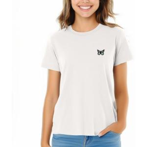 imageDALIX Butterfly Embroidered Cotton Relaxed Fit Short Sleeve Crewneck Tee Shirt WomenVintage White