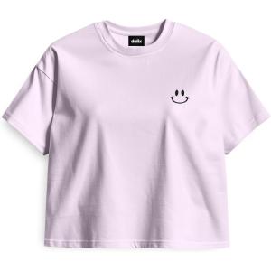 imageDALIX Smile Face Boxy Short Sleeve Tee Relaxed Summer Cotton Garment Dyed WomensOrchid
