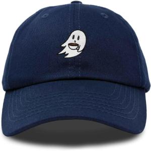 imageDALIX SpookeaLatte Ghost Cap Embroidered Coffee Cotton Baseball Hat Mens WomensNavy Blue
