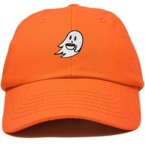 imageDALIX SpookeaLatte Ghost Cap Embroidered Coffee Cotton Baseball Hat Mens WomensOrange