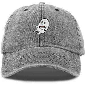 imageDALIX SpookeaLatte Ghost Cap Embroidered Coffee Cotton Baseball Hat Mens WomensWashed Black