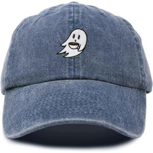 imageDALIX SpookeaLatte Ghost Cap Embroidered Coffee Cotton Baseball Hat Mens WomensWashed Navy Blue