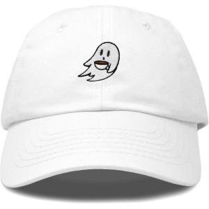 imageDALIX SpookeaLatte Ghost Cap Embroidered Coffee Cotton Baseball Hat Mens WomensWhite