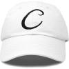 imageDALIX Initial Hat Letter C Womens Baseball Cap Monogram Cursive EmbroiderWhite