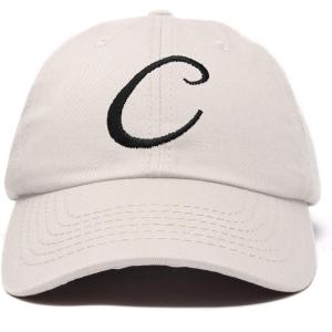 imageDALIX Initial Hat Letter C Womens Baseball Cap Monogram Cursive EmbroiderBeige