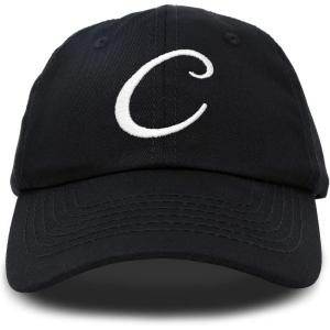 imageDALIX Initial Hat Letter C Womens Baseball Cap Monogram Cursive EmbroiderBlack