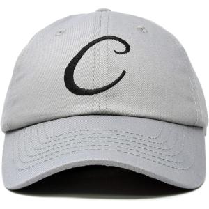 imageDALIX Initial Hat Letter C Womens Baseball Cap Monogram Cursive EmbroiderGray