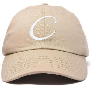 imageDALIX Initial Hat Letter C Womens Baseball Cap Monogram Cursive EmbroiderKhaki