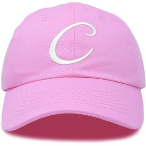 imageDALIX Initial Hat Letter C Womens Baseball Cap Monogram Cursive EmbroiderLight Pink