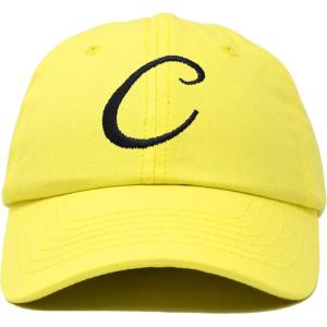 imageDALIX Initial Hat Letter C Womens Baseball Cap Monogram Cursive EmbroiderMinion Yellow