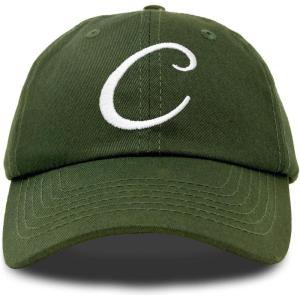 imageDALIX Initial Hat Letter C Womens Baseball Cap Monogram Cursive EmbroiderOlive