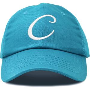 imageDALIX Initial Hat Letter C Womens Baseball Cap Monogram Cursive EmbroiderTeal