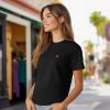 imageDALIX Pixel Heart Embroidered Lightweight Relaxed Jersey Tee Summer Cute Love WomensBlack