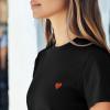 imageDALIX Pixel Heart Embroidered Lightweight Relaxed Jersey Tee Summer Cute Love WomensBlack