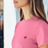 imageDALIX Pixel Heart Embroidered Lightweight Relaxed Jersey Tee Summer Cute Love WomensCharity Pink