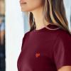imageDALIX Pixel Heart Embroidered Lightweight Relaxed Jersey Tee Summer Cute Love WomensMaroon