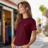imageDALIX Pixel Heart Embroidered Lightweight Relaxed Jersey Tee Summer Cute Love WomensMaroon