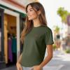 imageDALIX Pixel Heart Embroidered Lightweight Relaxed Jersey Tee Summer Cute Love WomensMilitary Green