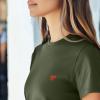 imageDALIX Pixel Heart Embroidered Lightweight Relaxed Jersey Tee Summer Cute Love WomensMilitary Green