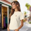 imageDALIX Pixel Heart Embroidered Lightweight Relaxed Jersey Tee Summer Cute Love WomensNatural