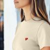 imageDALIX Pixel Heart Embroidered Lightweight Relaxed Jersey Tee Summer Cute Love WomensNatural