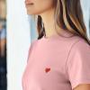 imageDALIX Pixel Heart Embroidered Lightweight Relaxed Jersey Tee Summer Cute Love WomensPink