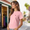 imageDALIX Pixel Heart Embroidered Lightweight Relaxed Jersey Tee Summer Cute Love WomensPink