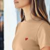 imageDALIX Pixel Heart Embroidered Lightweight Relaxed Jersey Tee Summer Cute Love WomensSand
