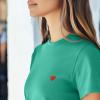 imageDALIX Pixel Heart Embroidered Lightweight Relaxed Jersey Tee Summer Cute Love WomensTeal