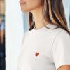 imageDALIX Pixel Heart Embroidered Lightweight Relaxed Jersey Tee Summer Cute Love WomensVintage White