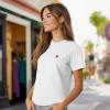imageDALIX Pixel Heart Embroidered Lightweight Relaxed Jersey Tee Summer Cute Love WomensWhite