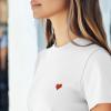 imageDALIX Pixel Heart Embroidered Lightweight Relaxed Jersey Tee Summer Cute Love WomensWhite