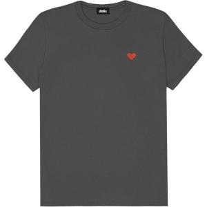 imageDALIX Pixel Heart Embroidered Lightweight Relaxed Jersey Tee Summer Cute Love WomensAsphalt